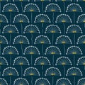 Field of dandelions on a dark teal background seamless vector pattern
