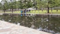 Field of Empty Chairs, granite walkway and reflective pool, Oklahoma City Memorial