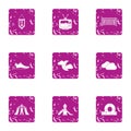 Field of entertainment icons set, grunge style