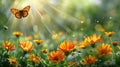 Field Filled With Orange and White Flowers Royalty Free Stock Photo