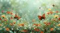 Field Filled With Orange and White Flowers Royalty Free Stock Photo