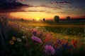 Field of flowers, beautiful colors Royalty Free Stock Photo