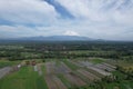 Field, Forest and Cloud enveloping a mountain Royalty Free Stock Photo