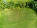 Field with freshly cut crass, aerial top view Royalty Free Stock Photo