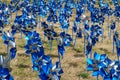 Field full of blue and silver pinwheels Royalty Free Stock Photo