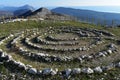 Field full of healing stones. Stone circle at the mountain