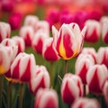 A field full of red tulips