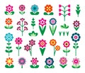 Field and garden lowers flat color icons set