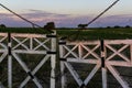 Field gateway in countryside, Buenos Aires province,