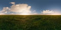 Field with grass and clouds in the sky 360 panorama vr environment map Royalty Free Stock Photo