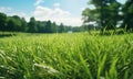 a field with grassy grass in summer time Royalty Free Stock Photo