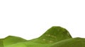 Field of green grass, 3d render. Landscape with a hill isolated on a white background. The texture of green lawn grass Royalty Free Stock Photo