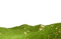 Field of green grass, 3d render. Landscape with a hill isolated on a white background. The texture of green lawn grass Royalty Free Stock Photo