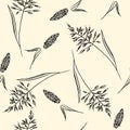 Field herbs seamless boho pattern. Vector illustration
