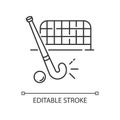 Field hockey pixel perfect linear icon Royalty Free Stock Photo