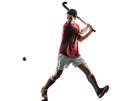 Field hockey player man isolated silhouette white background
