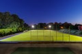 Field hockey stadium with lights at night