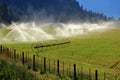 Nicola River Valley, Field Irrigation in Morning Light, Interior British Columbia, Canada Royalty Free Stock Photo