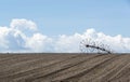 Field with irrigation system Royalty Free Stock Photo