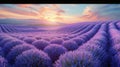 Lavender Field With Sun Royalty Free Stock Photo