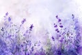 field lavender watercolor illustration, wild purple flowers Royalty Free Stock Photo