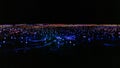 Field of light panorama at night with blue lights in NT Australia