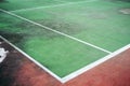 The field line and corner of court, Dirty ground of tennis court. Royalty Free Stock Photo