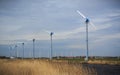 Field of modern power windmills in Netherlands Royalty Free Stock Photo