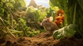 a field mouse in its natural habitat, nibbling on a crop of cereals. The scene portrays the delicate balance of Royalty Free Stock Photo