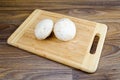 Field mushrooms on a cutting board Royalty Free Stock Photo