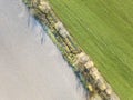 Field near Lugovaya. Plowed land and winter crops. View from above