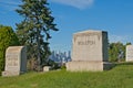 Field with old grave monuments in Green-Wood cemetery, Brooklyn,