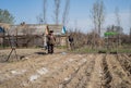 A field plowed for planting potatoes. Spring season on the farm