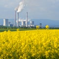 Field Of With A Power Station Royalty Free Stock Photo