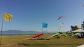 Hang gliders on field Royalty Free Stock Photo