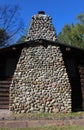Field Stone Fireplace on a Log Cabin Royalty Free Stock Photo