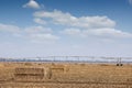 Field with straw bale Royalty Free Stock Photo