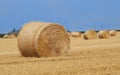 Field with straw bales after harvest Royalty Free Stock Photo