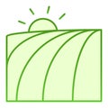 Field and sun flat icon. Agriculture green icons in trendy flat style. Nature landscape gradient style design, designed