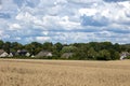 A field of tall grass with a small town in Menden Sauerland Royalty Free Stock Photo