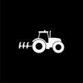 Field Tractor icon flat style illustration for web isolated on dark background Royalty Free Stock Photo