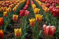 a field of tulips with the words tulips in the background Radiant Blooms Exploring the Enchanting