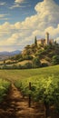 Italian Vineyard Landscape Painting In The Style Of Dalhart Windberg Royalty Free Stock Photo