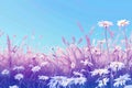 Field of White Daisies Under Blue Sky Royalty Free Stock Photo