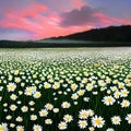Field of white flowers, nature in spring, summer, blooming flowers Royalty Free Stock Photo