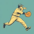 A fielder catching a low ball hit by the batsman colors two created with generative AI