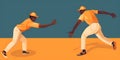 A fielder throwing the ball to the bowler after a fieldin created with generative AI