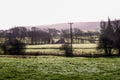 Fields, farm and south downs frost on the ground