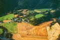 Fields and forest aerial view rural Landscape