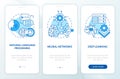 Fields of machine learning blue onboarding mobile app screen Royalty Free Stock Photo
